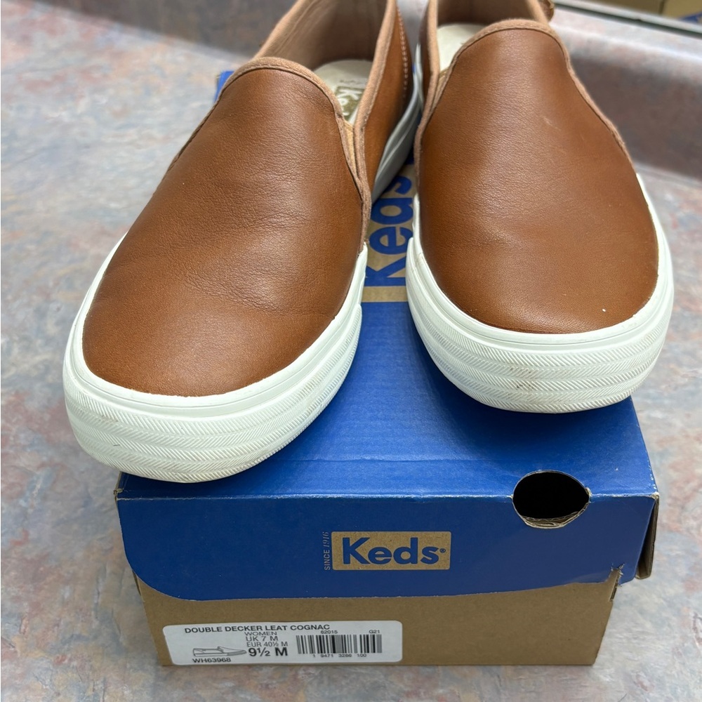 Keds Brown Leather Slip-On Loafers